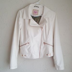 Women's white, faux leather jacket